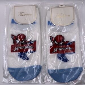 Spider-Man No‎ Show Socks White Blue Red Athletic Crew Ankle Unisex